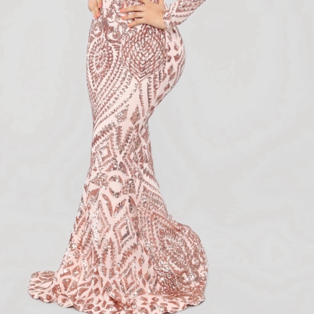 Fashion Nova Pink Sequin Prom Dress